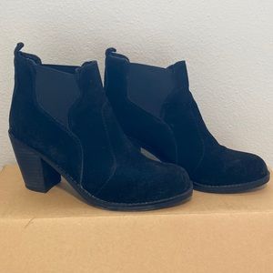 Black Suede Booties by Crown Vintage